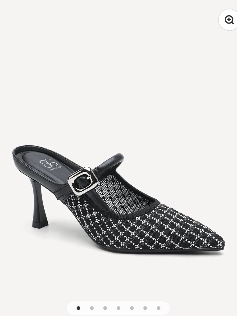 Cozy Island Black Tweed Pointed Mary Jane Heels - Picture 2 of 6
